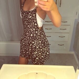 American Eagle Geometric Black and White overall dress
